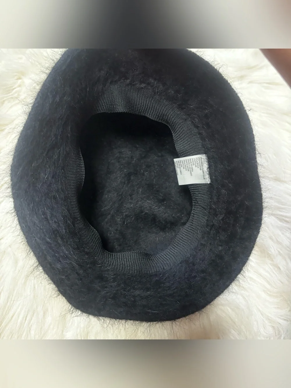 Black Fuzzy Angora & Wool Bucket Style Women’s Hat